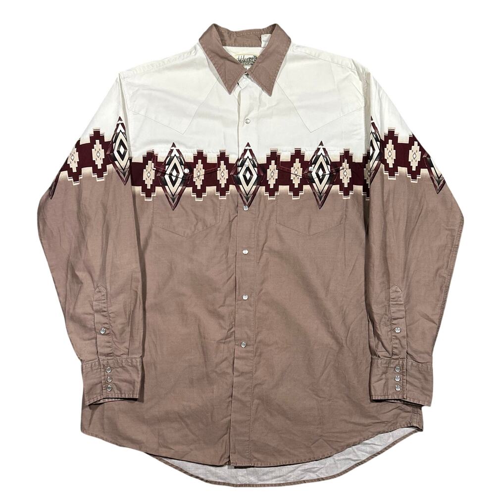 Vintage 90s Express Rider Shirt Men’s XL Pearl Snap Aztec Pattern Rodeo Cowboy